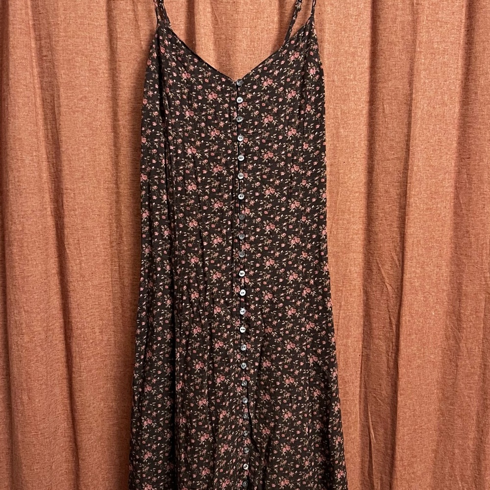Lucky Brand Brown Floral Midi Dress